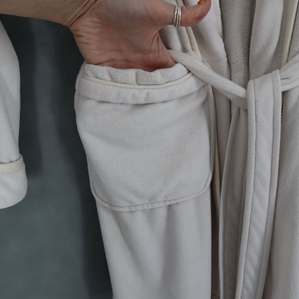 Wrap Up Bathrobe Womens O/S Beige Lounge Wear Travel Preppy Cozycore Relaxed Spa - Picture 5 of 8